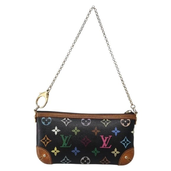 LOUIS VUITTON Multicolor Pochette Mila MM Pouch Black M60097 LV Auth 143169 - Picture 3 of 16